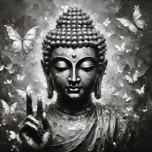 Buddha mit weißen Schmetterlingen-1