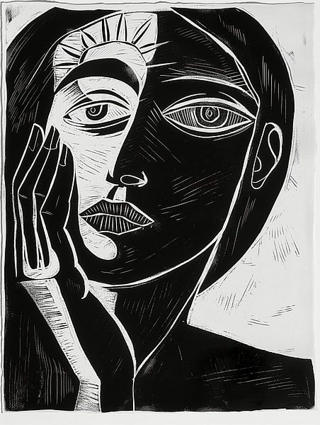Portrait cubiste de femme jour et nuit par Frank Daske | Foto & Design