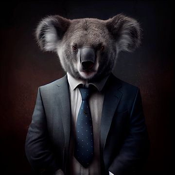 Statig portret van een Koala in een chic pak van Maarten Knops