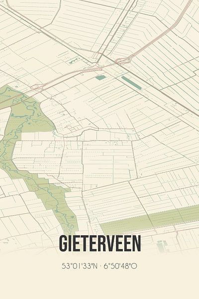 Vintage map of Gieterveen (Drenthe) by Prints of Place