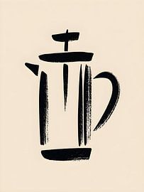 French press in minimalist brush style