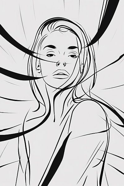 Minimale lijnillustratie van vrouwengezicht van Art & Soul Creations