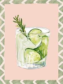 Mojito Cocktail Poster, Pastel Wall Art, Trendy Summer Print by Bella studio