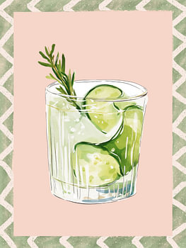 Mojito-Cocktail-Poster, Wandbild in Pastelltönen, trendiger Sommerdruck