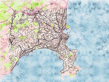 Kaart van Antibes in de stijl 'Soothing Spring' van Maporia