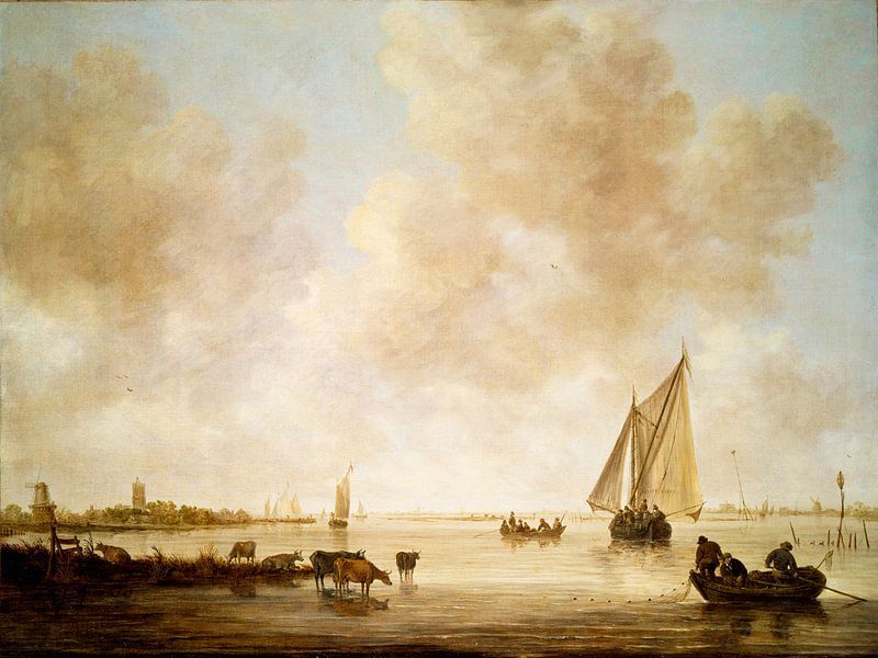 Flusslandschaft mit Fischern, Jan van Goyen, Jan van Eyck von Meisterhafte Meister