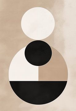Balance in Circles: An Interplay of Beige and Black Totem of Tranquillity: Harmony in Geometric Shapes Duality in Form: The Silence of Beige and Deep Black Geometric Meditation: Beige and Black in Perfect Har by Color Square