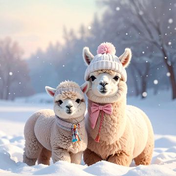 Alpaka Mutter und Kind...