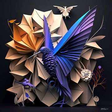 origami van een vogel van Gelissen Artworks