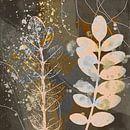 Feuilles botaniques abstraites rétro en brun, or, blanc, argent, rouille. par Dina Dankers Aperçu