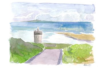 Vue sur la mer du château de Doonagore avec les îles d'Aran sur Markus Bleichner