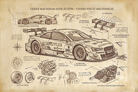 Une illustration technique d'une voiture de DTM, réalisée dans le style de Léonard de Vinci. sur Wolbert Erich