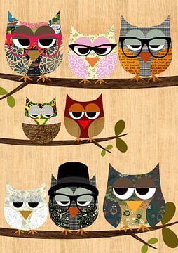 Me and my friends - cute owls collage by Green Nest