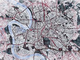 Karte von Düsseldorf im stil 'White winter' von Maporia