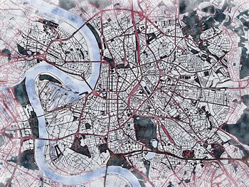 Karte von Düsseldorf im stil 'White winter'