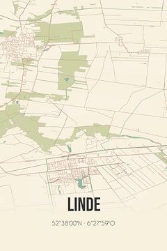 Vintage landkaart van Linde (Drenthe) van Rezona