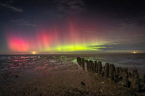 Northern lights on the Wadden coast