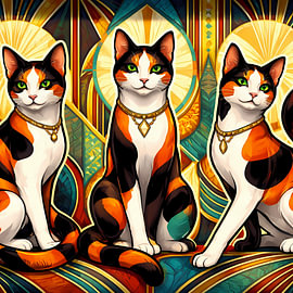 A trio of royal cats by Linda de Klein