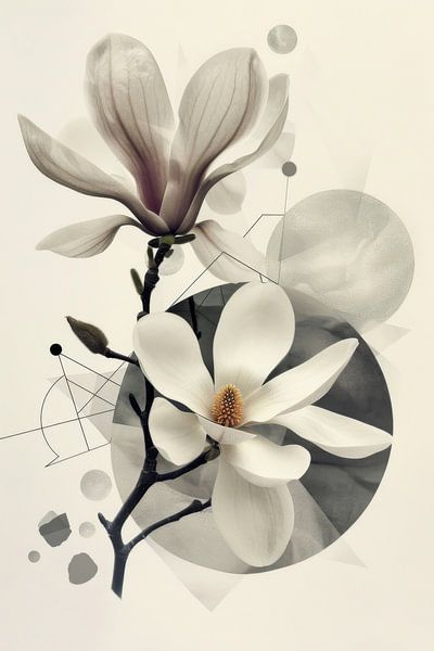 Magnolie geometrisch von Poster Art Shop