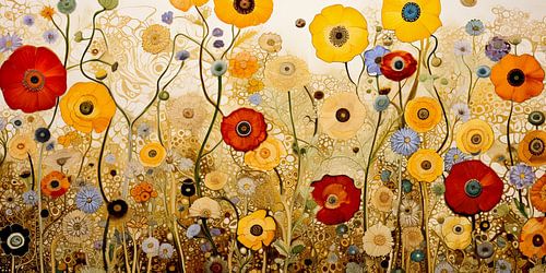 Bloemenveld in Art Nouveau stijl