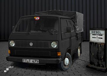 VW Bus T3 Type 2 Doka Platform in zwart van aRi F. Huber