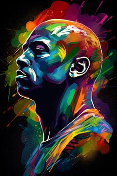 Michael Jordan  Vibrant Abstract Human Silhouette van De Muurdecoratie