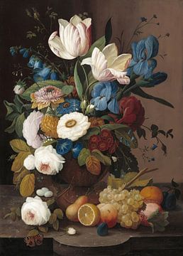 Still Life,Flowers and Fruit, Severin Roesen