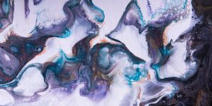 Panorama der flüssigen Farben: weiß schwarz cyan violett