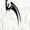 een Oryx silhouet monochroom gemengde techniek van Werner Lehmann