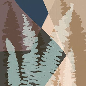 Varensbladeren in lichtblauw, bruin en beige. van Dina Dankers