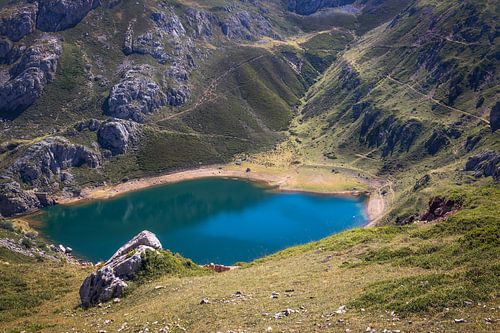 Aerial View of Saliencia Lake at Somiedo National Park, Asturias