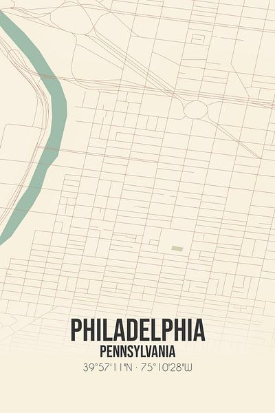 Carte ancienne de Philadelphie (Pennsylvanie), Etats-Unis. par Affiches de lieux
