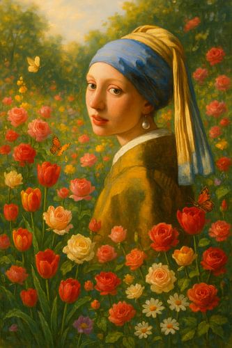La jeune fille à la perle en fleur - Ode aux maîtres anciens