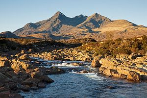 Sligachan Fluss mit Black Cuillins, Sligachan, Isle of Skye, Sc