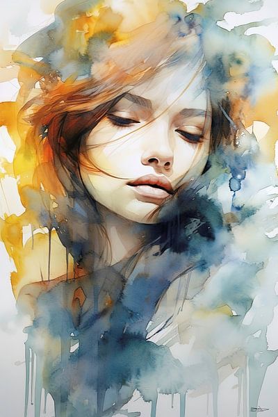 Abstract watercolour of a girl/woman. by Gelissen Artworks