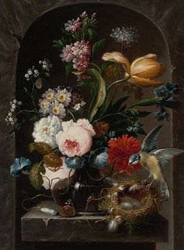 Stilleven van rozen en andere bloemen, Johann Baptist Drechsler