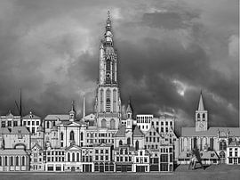 Amersfoort, dessin représentant une vue de la ville sur Aad Trompert