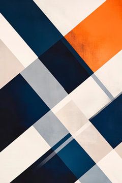 Abstraction géométrique en bleu et orange sur Poster Art Shop
