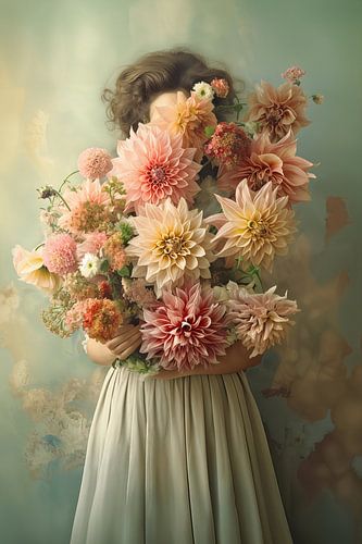 Dahlien in Vintage-Grün