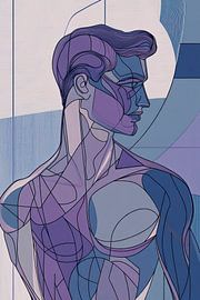 Abstrakte Figur in kühlem Blau-Ton von Poster Art Shop