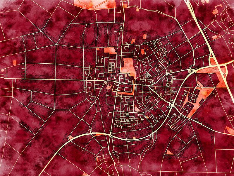 Map of Lechenich with the style 'Amber Autumn' by Maporia