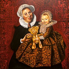 Catherine enfant et Pipi ours sur KleurrijkeKunst van Lianne Schotman