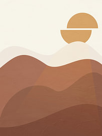Abstract, organic-geometric modern art in earth tones by Online Arts