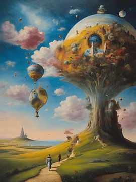 Vom Künstler Salvatore Dali inspirierte Landschaft von Jolique Arte