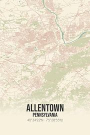 Carte ancienne d'Allentown (Pennsylvanie), Etats-Unis. sur Affiches de lieux