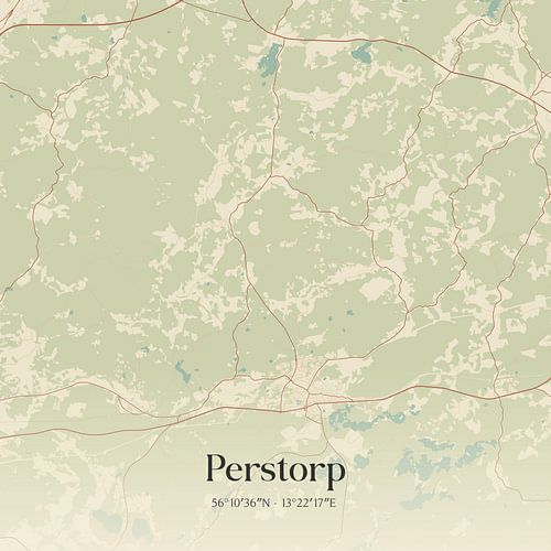 Vintage landkaart van Perstorp, Sweden.