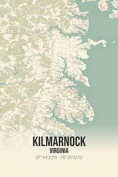 Vintage landkaart van Kilmarnock (Virginia), USA. van MijnStadsPoster