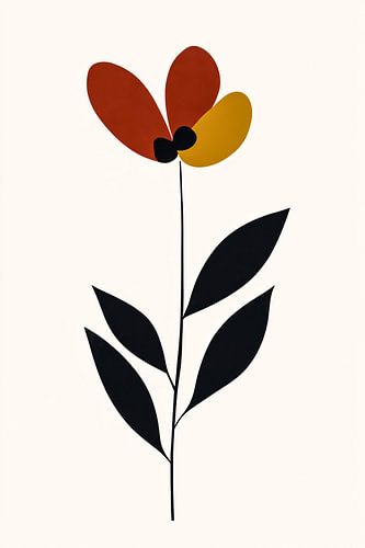 Minimalistische bloem met bladeren