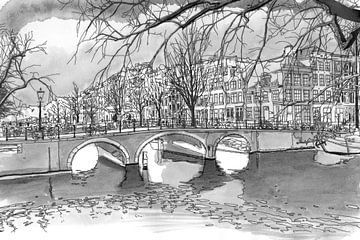 Brouwersgracht Prinsengracht Amsterdam Nederland van Hendrik-Jan Kornelis