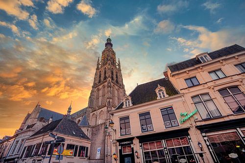 The tower of The Great Church of Breda, during a beautiful morning